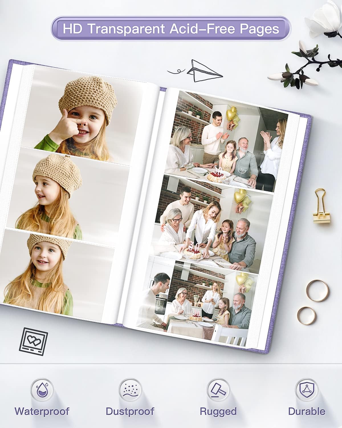 popotop Photo Album 4x6-300 Photos Linen Cover Photo Books with 300 Horizontal Pockets,Slip-in Picture Albums for Family Wedding Anniversary Baby Vacation Pictures