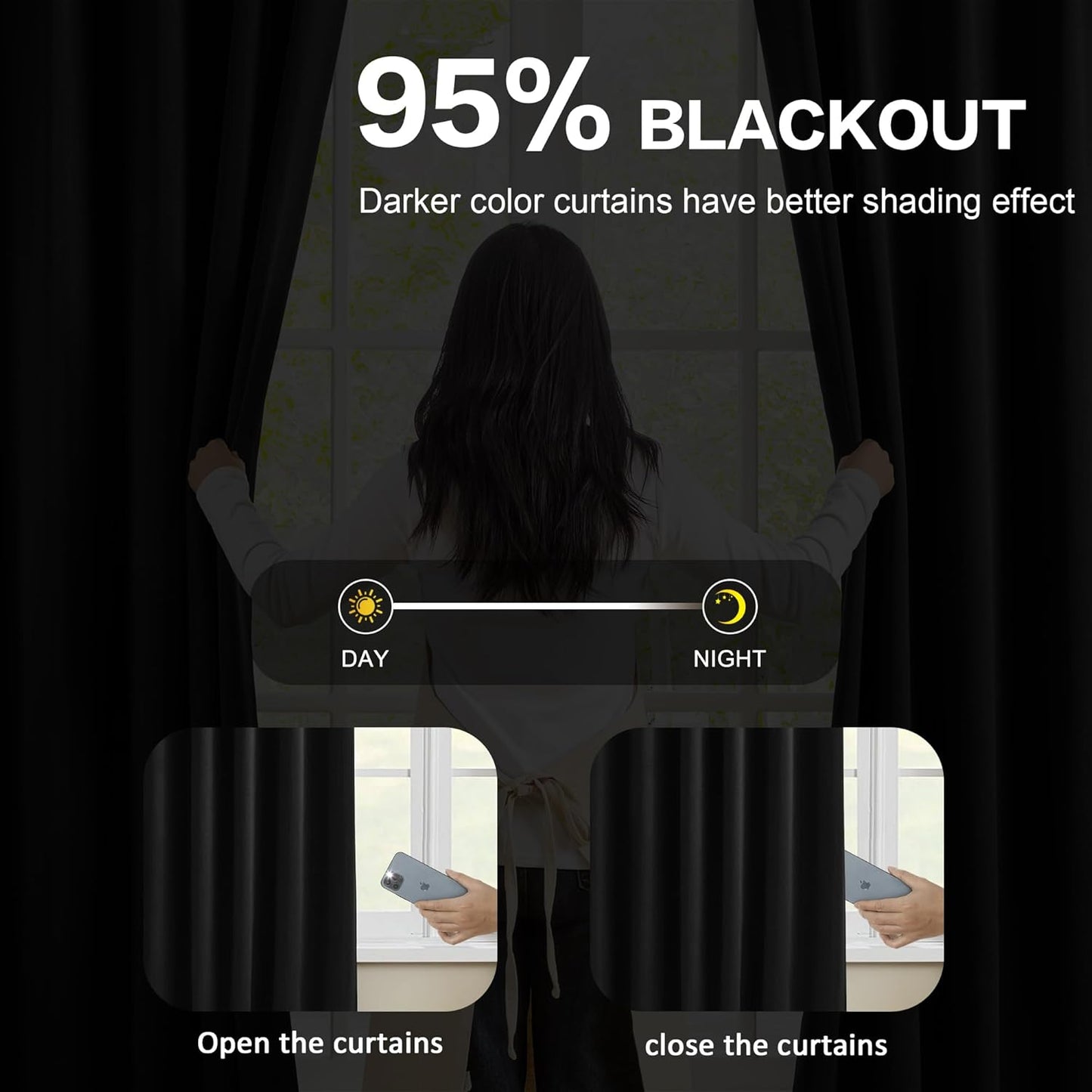 KEQIAOSUOCAI 80 Inch Wide Black Pinch Pleated Curtains 80 x 84, Thermal Insulated Noise Cancelling Living Room Office Drapes 84 Inches Long, Patio Sliding Glass Door Window Curtain 2 Panels