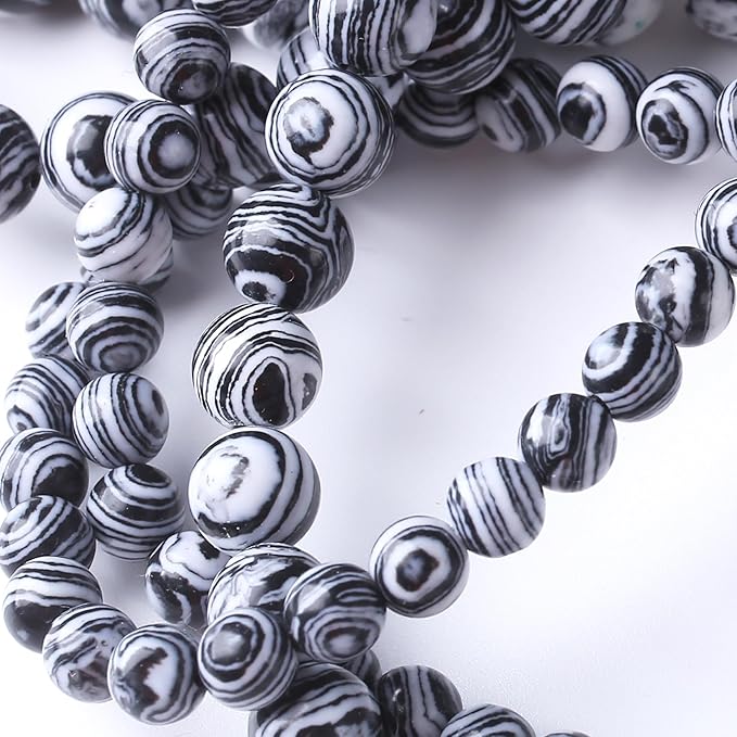 Black Peacock Turquoise Stone Beads Gemstone Round Crystal Energy Jade Beads Stone Beads for Jewelry Making DIY Bracelet Necklace Jewelry Making 1 Strand 15.5inch 60PCS 6MM