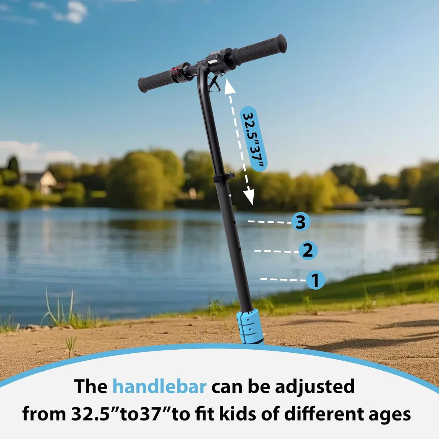 Foldable Children's Electric Scooter (Ages 6-14) - Top Speed 16 km/h, Maximum Range 8 km, 7-inch Illuminated Front Wheel, 6-inch Solid Rear Wheel