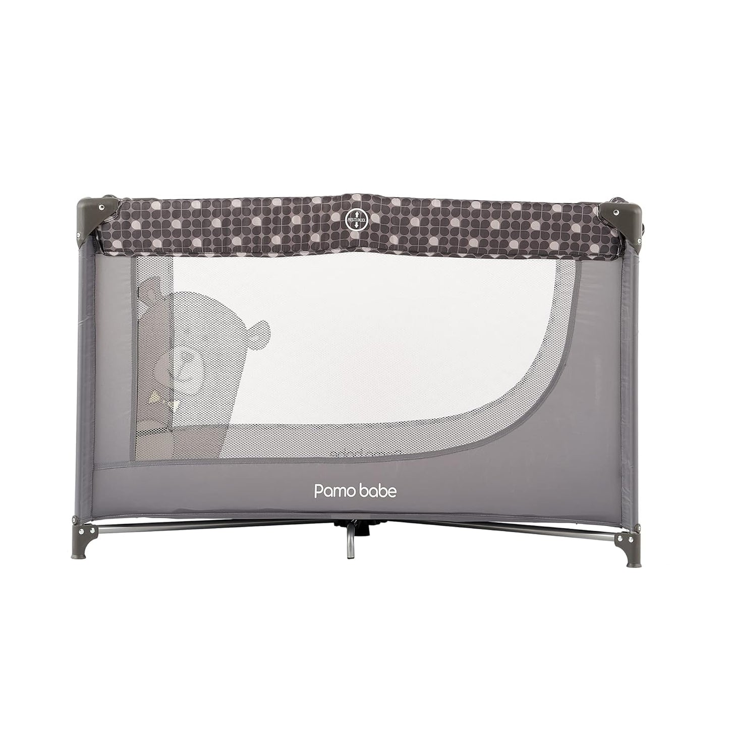 Pamo Babe Portable Crib Baby Playpen with Mattress and Carry Bag Grey