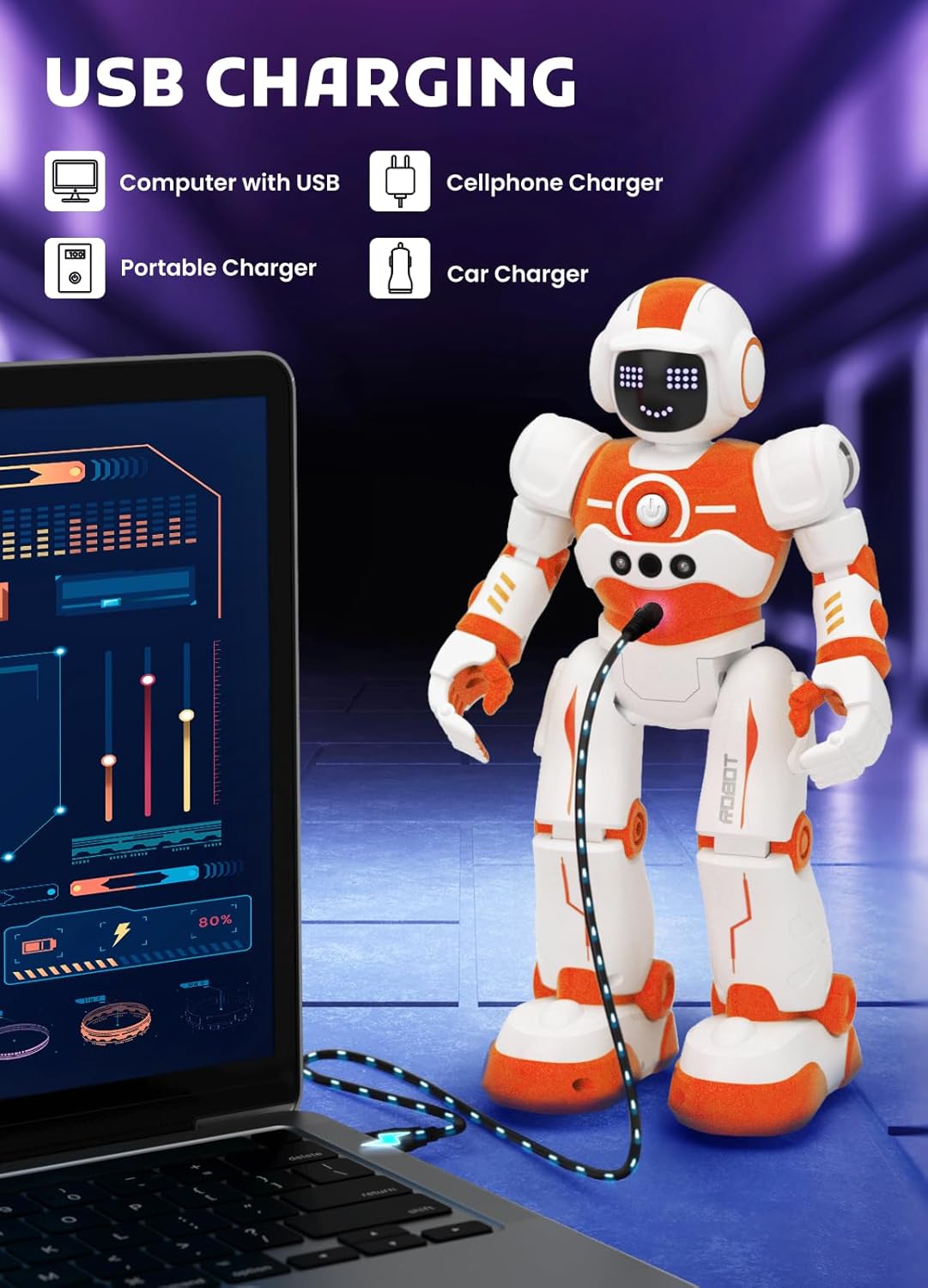 Robot Toys for Kids,Programmable Remote Control Smart Walking Dancing Robot Toy with Gesture & Sensing for Age 4 5 6 7 8 9 10 Year Old Boys for Birthday Present,Orange