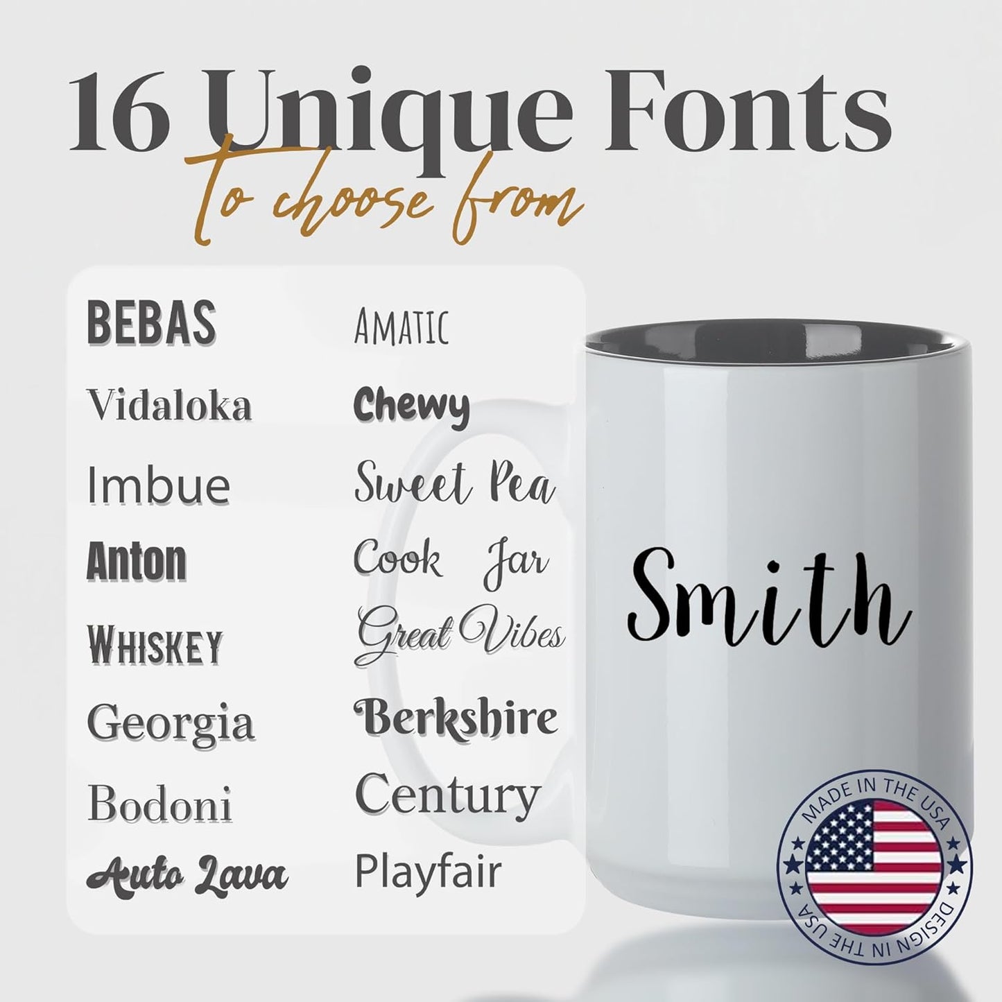 Personalized Coffee Mug, Custom Text Ceramic Mug, 15oz Customized Name Tea Cup, Gifts for Men & Women, Mother's Day Anniversary Christmas (Engraved Custom Text, White)