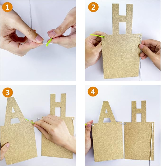 Birthday Photo Banner with 2 Strings of Fairy Lights for Children and Adult Birthday Party Decorations, Annual Milestone Happy Birthday Banner (Gold)