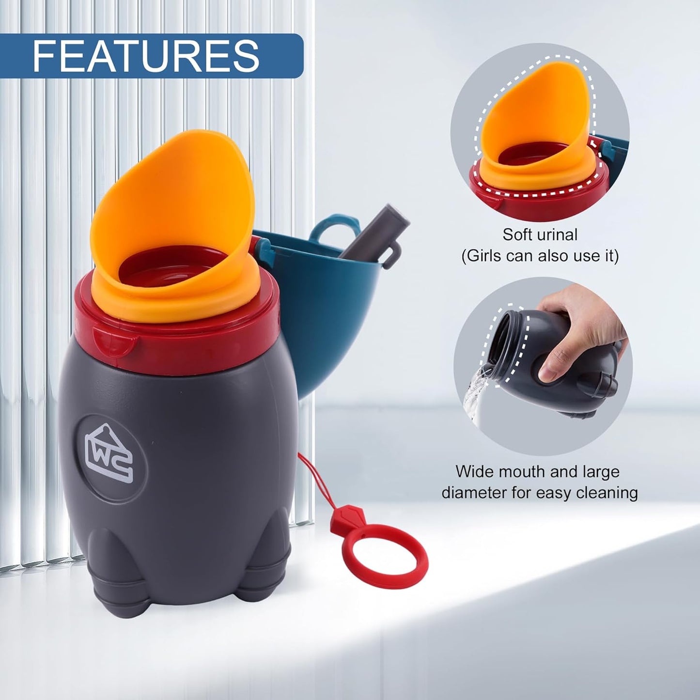 Travel Urinal for Kids,Rocket Toys Portable Emergency Urinal for Toddler,Light and Easy to Carry,Suitable for Car,Travel,Camping and Children's Urinal Potty Training(Deep Blue)