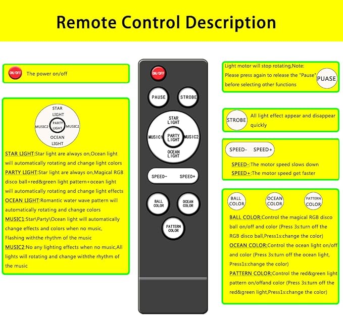 Party Lights DJ Disco Lights, Sound Activated Disco Ball Strobe Stage Light Star Ocean Projector with Remote Control for Home Decoration Parties Gift Club Bar Festival Christmas Birthday Wedding