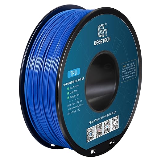 Geeetech TPU Filament 1.75mm – 95A Flexible 3D Printer Filament with High Elasticity, 1KG (2.2lbs) Spool, Dimensional Accuracy ±0.03mm, Fits Most FDM Printers, Blue