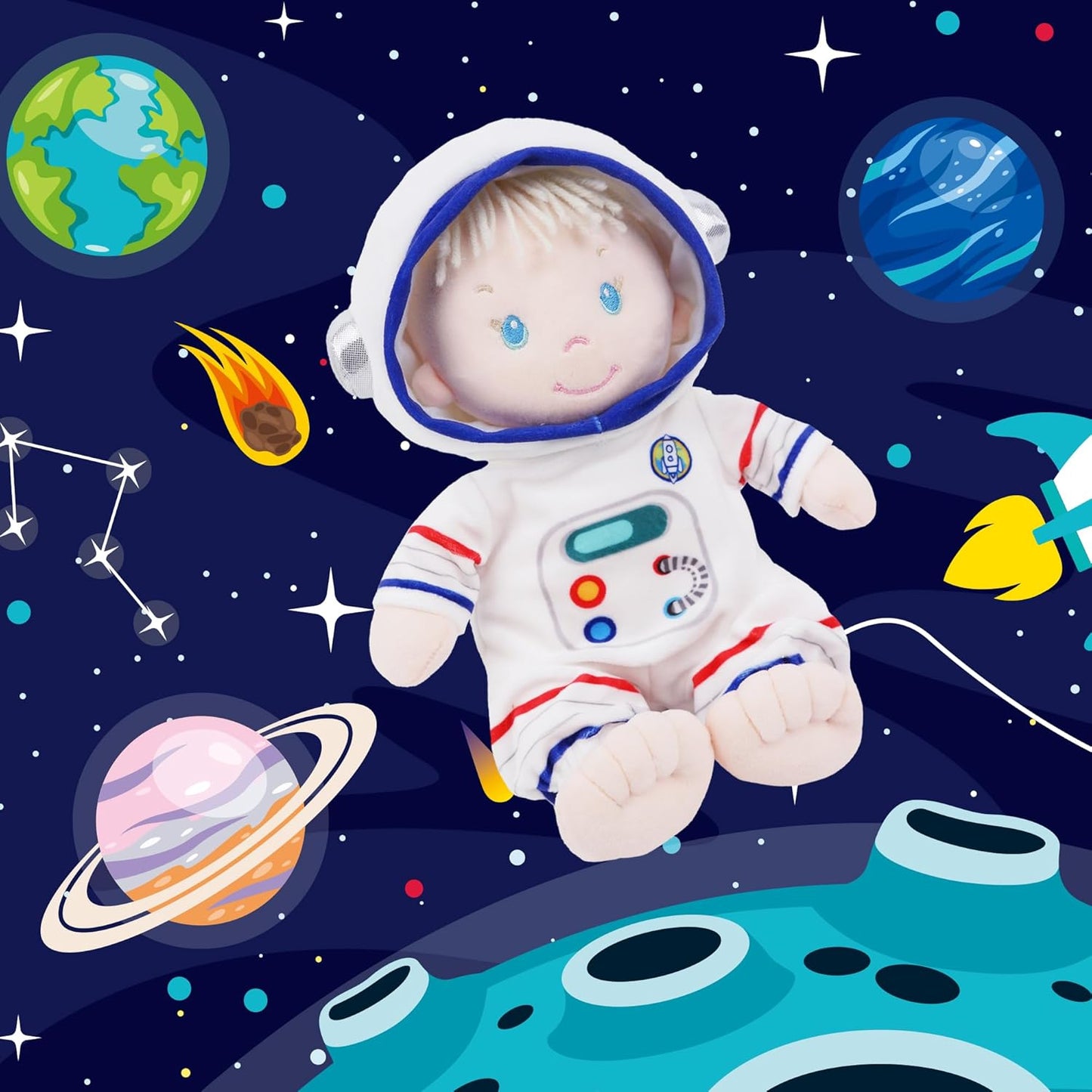 June Garden 12" Sweet Dolly Astronaut - Stuffed Ultra Soft Baby Doll for Birth and Up - Spacesuit Outfit