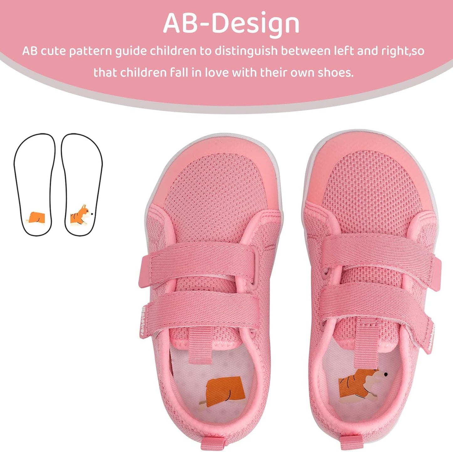WateLves Toddler Little Kids Wide Barefoot Shoes The First Walking Shoes Girls Boys Breathable Zero Drop Minimalist Sneakers with Wide Toe Box Natural to Grow