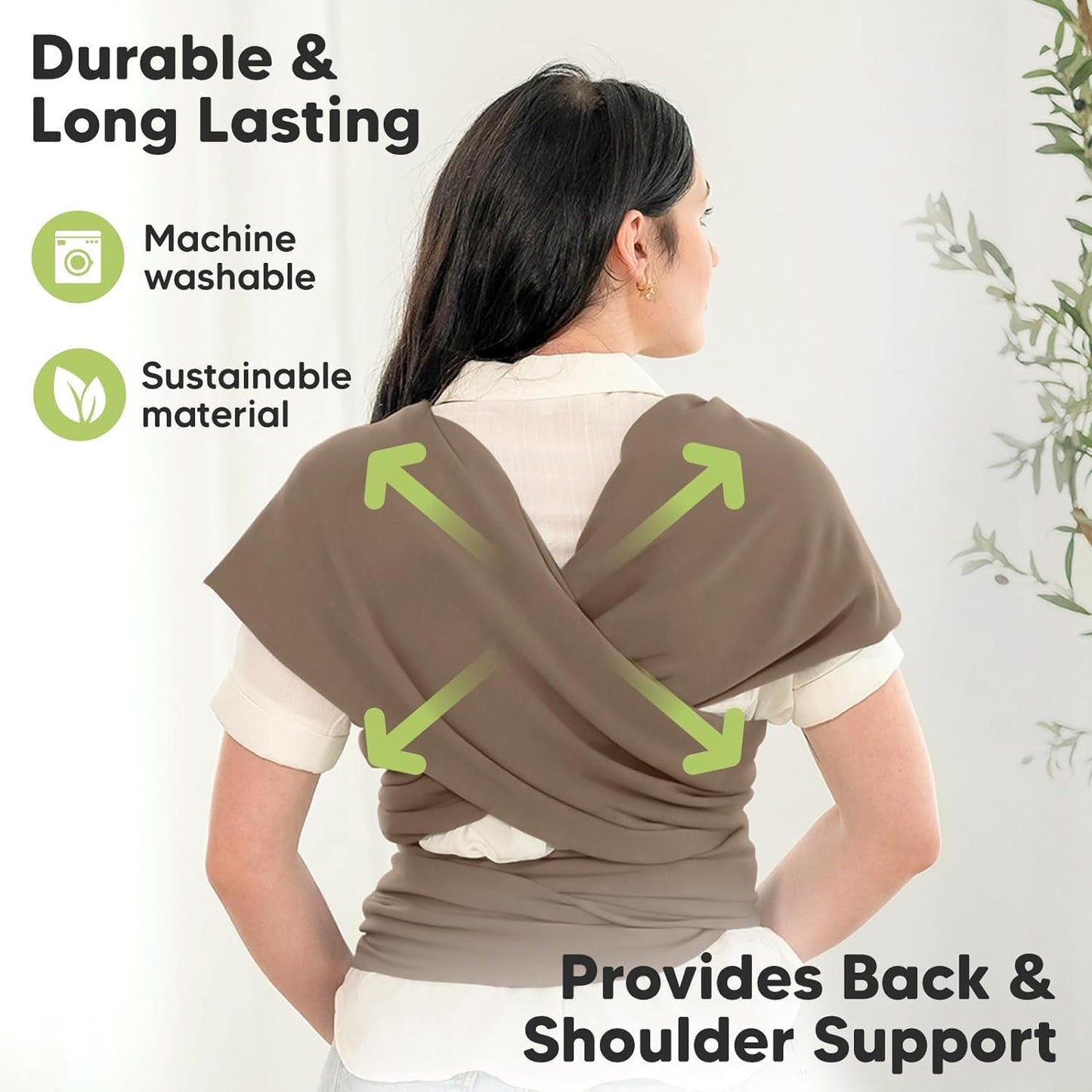 KeaBabies Baby Wrap Carrier - All in 1 Original Baby Carrier Newborn to Toddler Sling, Easy to Wear, Hands Free Bonding, Lightweight, Breathable Infant Wraps (Saddle Brown)
