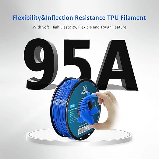 Geeetech TPU Filament 1.75mm – 95A Flexible 3D Printer Filament with High Elasticity, 1KG (2.2lbs) Spool, Dimensional Accuracy ±0.03mm, Fits Most FDM Printers, Blue