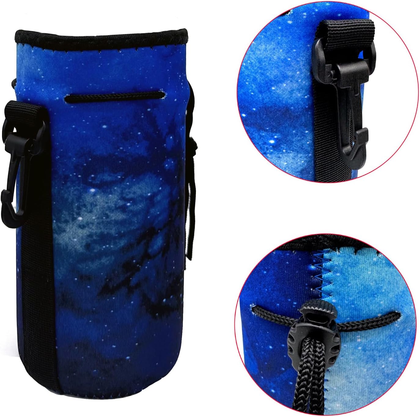 Water Bottle Bag Carrier, Neoprene Sleeve Portable Insulator Cover With Drawstring for 18-20 Oz Bottles (Blue)