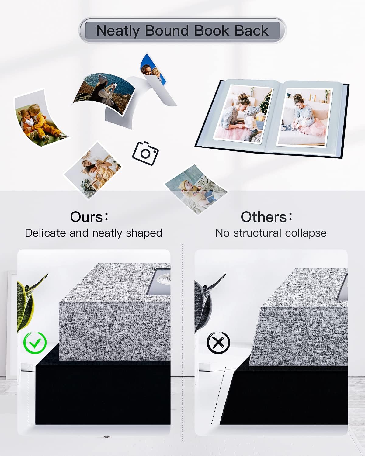 popotop Photo Album 4x6-100 Photos Photo Books with 100 Vertical Pockets,Linen Cover Albums for Family Wedding Anniversary Baby Vacation Pictures