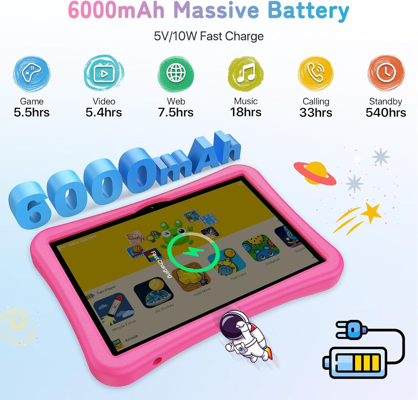 UMIDIGI G5 Tab Kids, Android 13 Tablet for Kids, 8(4+4) G+128G up to 1TB, Bluetooth, WIFI5, Parental Control, Dual Camera, TV Eye Bluelight Tablet, Dual SIM, Pink