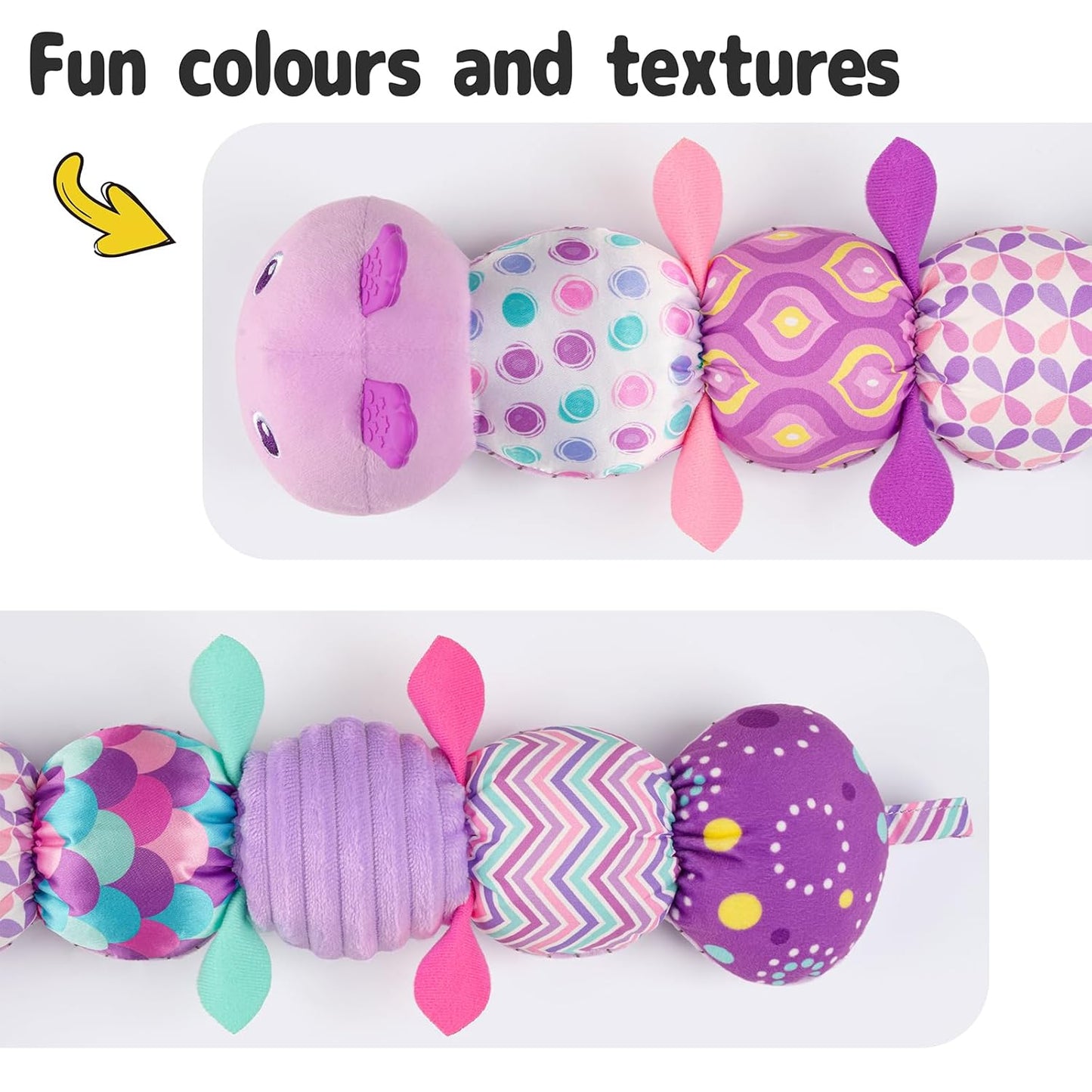 Sumobaby Infant Baby Musical Multi-Sensory Caterpillar, Stuffed Animal Activity Soft Toys, for Tummy Time Newborn 0-3-6-12 Months Girls, Purple