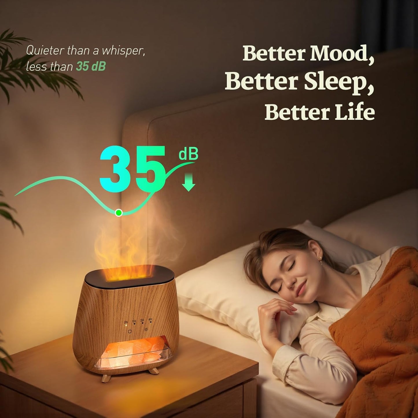 2-in-1 Ultrasonic Aromatherapy Diffuser: Essential Oil Diffuser & Himalayan Salt Lamp, Quiet Scent Diffusers for Home with Cool Mist and Timer Settings