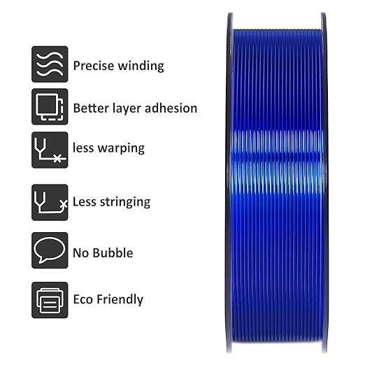 Geeetech TPU Filament 1.75mm, Shore 95A Flexible 3D Printer Filament with High Elasticity, 1KG (2.2lbs) Spool, Dimensional Accuracy ±0.03mm, Fits Most FDM Printers, Clear Blue