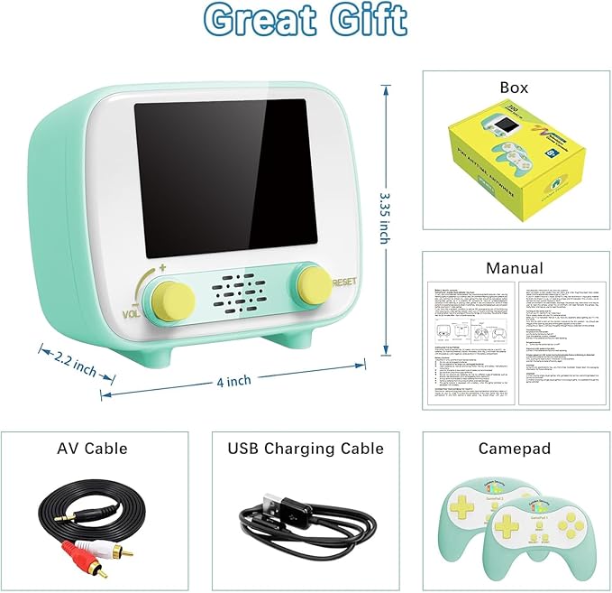 Handheld Game Console, Retro Mini Arcade Machine, 2.8 Inches, (One Player Game 216 Classic Games, Two Player Game 84 Classic Games), Supports for Handheld Controller & AV Output Connection TV