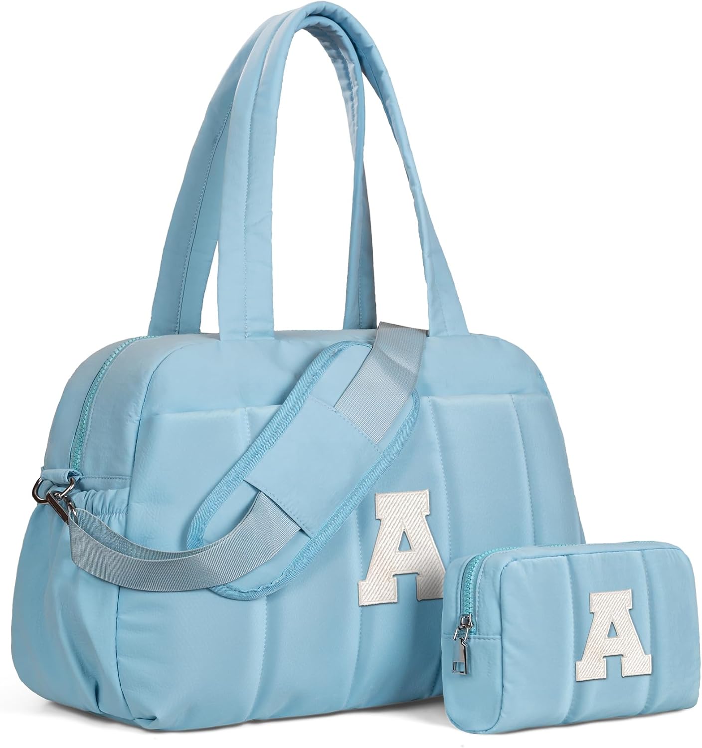 Duffle Bag, Weekender Bags for Girl，Holiday Gifts-Initial Overnight Bag with Wet Pocket，Lightweight Dance Bags Personalized Gymnastics bag with Makeup Pouch