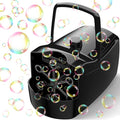 Bubble Machine, Automatic 18000+ Per Minute Big Bubbles Blower Maker for Kids Toddlers with 2 Speeds,6 Wands,Operated by Plugin or Batteries for Outdoor/Indoor Birthday Parties,Wedding (Black)