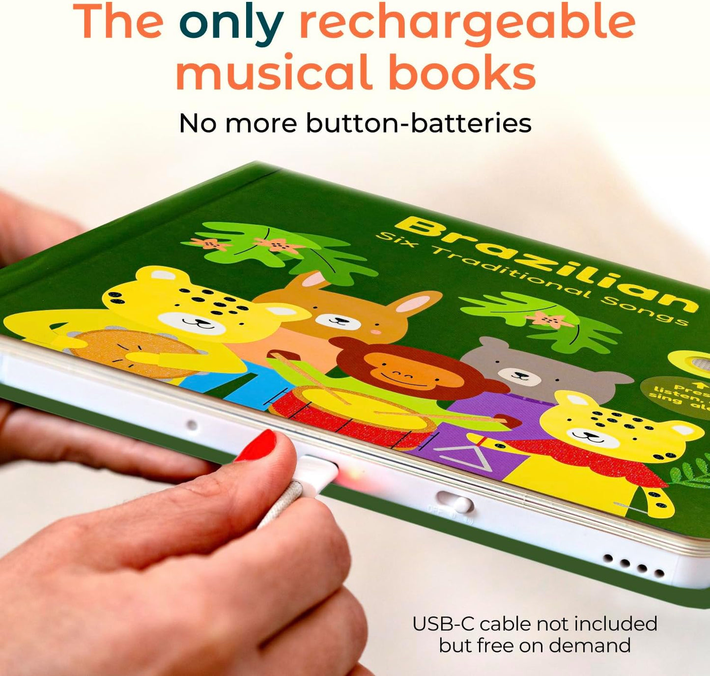 Cali's Books Brazilian Nursery Rhymes Book - Sound Books for Toddlers 1-3 Years Old - Interactive & Educational Music Toys for Bilingual Children with Lyrics & Translations - Musical Gifts for Kids