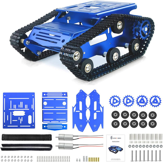 Tank Car Chassis with DC Geared Motor, Shock Absorbing Robot Chassis Full-Metal Robotic Moving Platform Track for RaspberryPi Arduino Jetson Microb DIY Maker Smart Robot Car Learning Kit