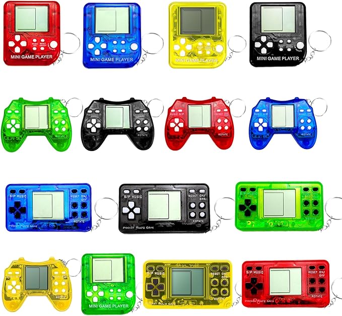 yuzshin 15Pcs Video Game Keychain Video Game Party Favors Video Game Party Supplies 3 Styles Mini Game Console Fidget Toys Bulk for Kids Classroom Prizes Goodies Bags Stuffer Backpack Keychain