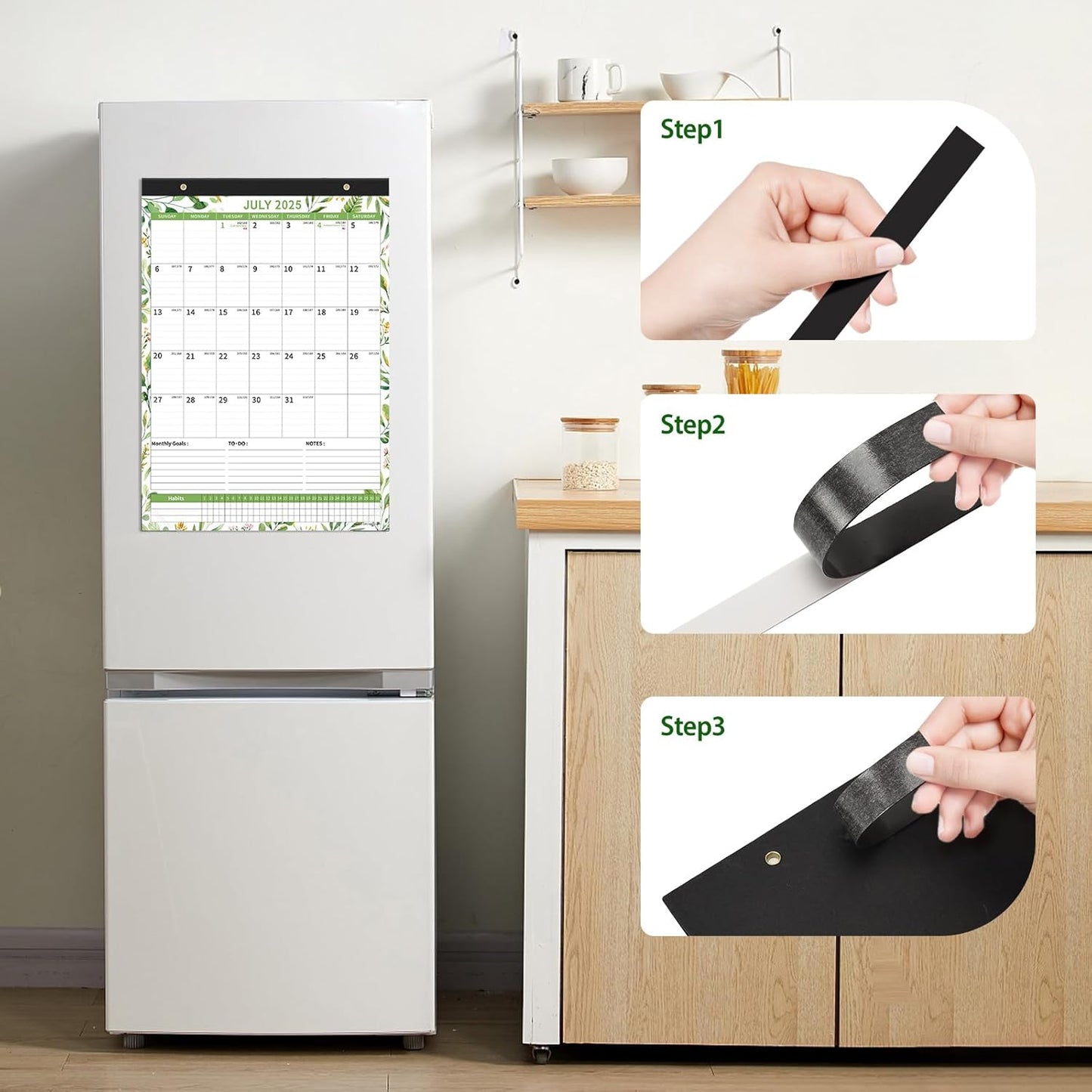 Ospelelf 2025-2026 Wall Calendar 12'' x 17'', Magnetic Calendar for Refrigerator,18 Month Desk Calendar, Use July 2025 - Dec 2026, Leaf