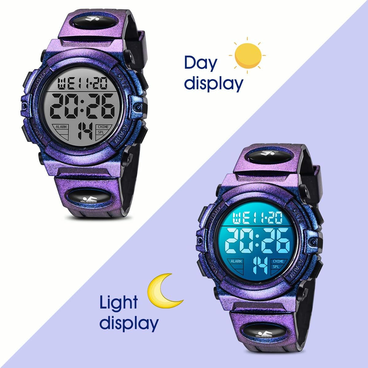 Kids Watch,Boys Watch for 3-15 Year Old Boys,Digital Sport Outdoor Multifunctional Chronograph LED 50 M Waterproof Alarm Calendar Analog Watch for Children with Silicone Band,Kids Gift