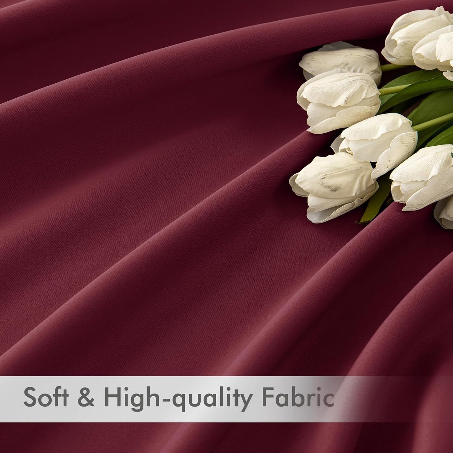 MIULEE Wine Red Back Tab Blackout Curtain 96 Inch Long 2 Panels Set for Bedroom, Rod Pocket/Pinch Pleat Thermal Insulated Living Room Darkening Pleated Light Blocking Floor to Ceiling Drape