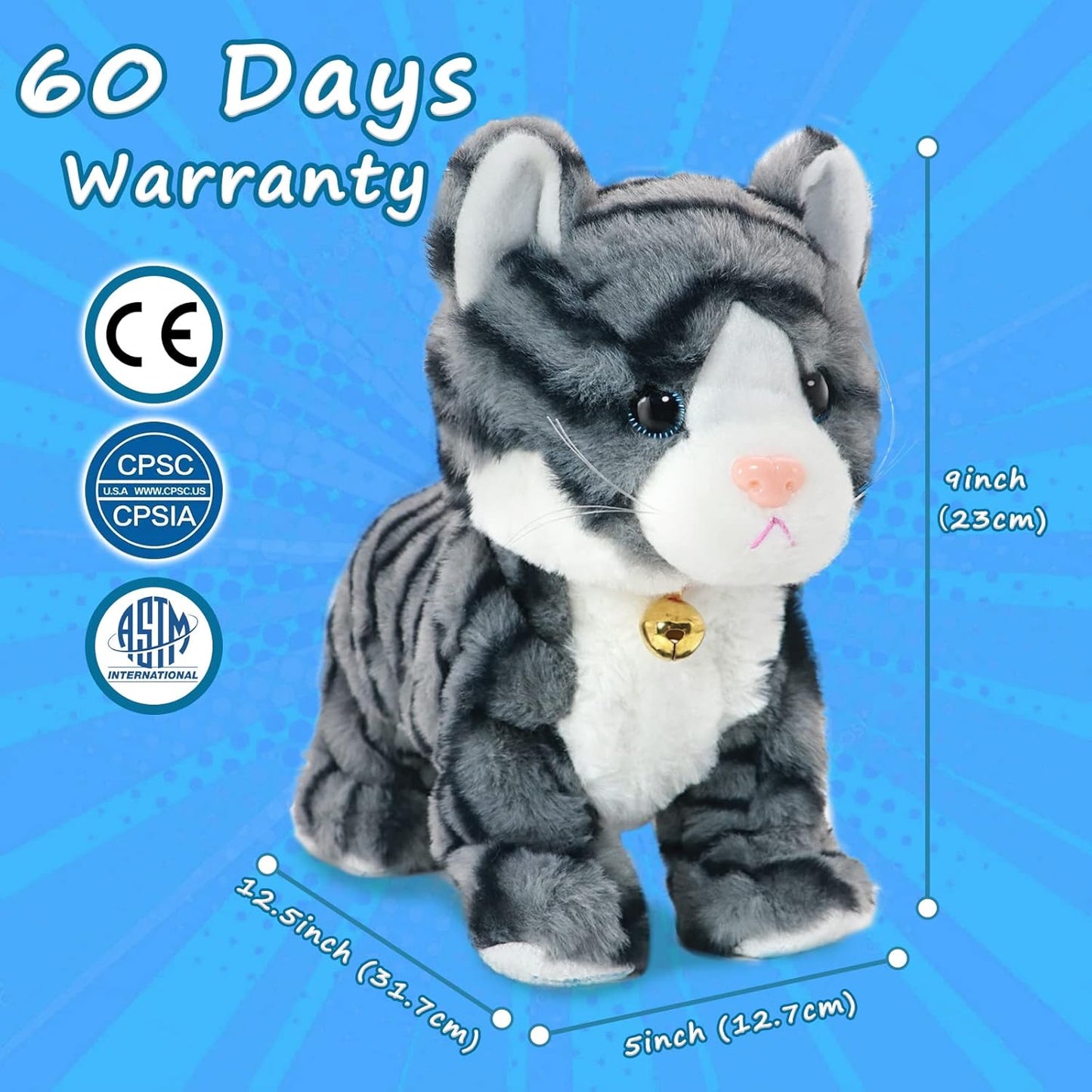 Plush Interactive LED Robotic Kitten, Electronic Pet, Animated Toy Cats for Girls & Kids