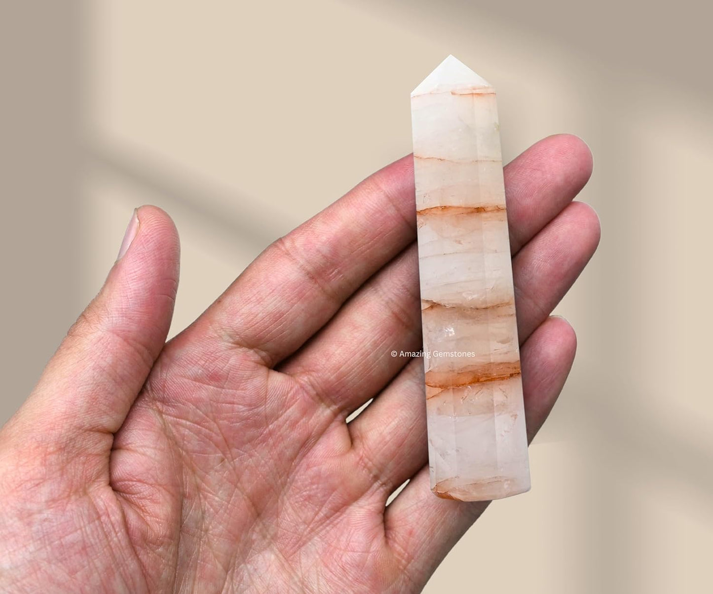 Amazing Gemstone Red Hematoid Quartz Crystal Towers - Natural Healing Crystal Point Obelisk for Reiki Healing and Crystal Grid (3 Inch)