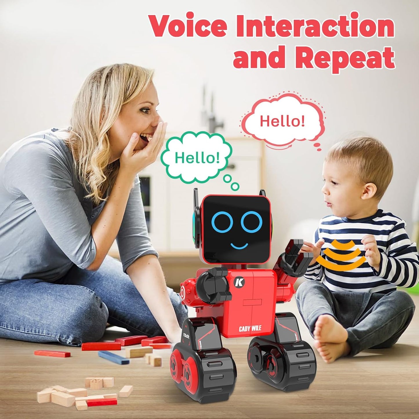 okk Robot Toys for Kids, Programmable Remote Control Robot, Interactive Toys with Coin Bank, LED and Tray, Walking Talking Singing Dancing Gift for Boys Girl（Red）