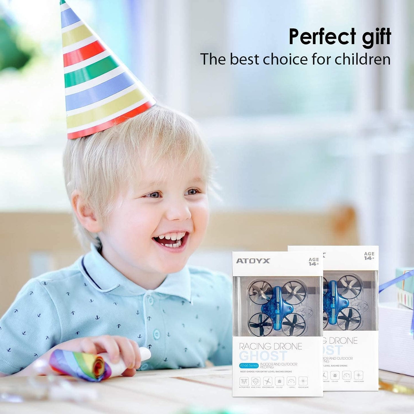 Mini Drone for Kids & Beginners, Indoor Portable Hand Operated/RC Nano Helicopter Quadcopter with Auto Hovering, Headless Mode & Remote Control, Children's Day Gift for Boys and Girls -Blue.4-blade design delivers greater stability and increased thrust.