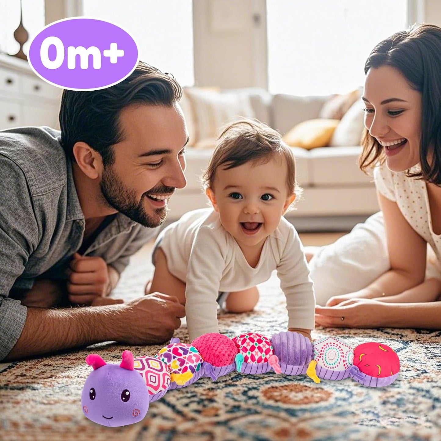 Baby Stuffed Animal Toys for 0-6 6-12 Months, Baby Musical Caterpillar Tummy Time Toys for Babies 3 6 9 12 18 Months, Newborn Infant Sensory Toys Gifts for 1 2 Year Old Boys Girls