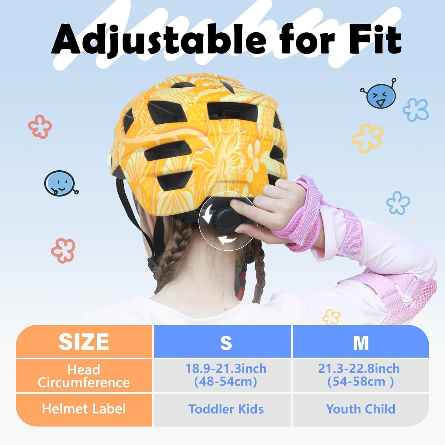 Kids Bike Helmet, 2 Size Adjustable for Youth Toddler Boys & Girls 3-5-8-10-12-14 Years, Child Helmets with Visor for Skating Cycling Scooter