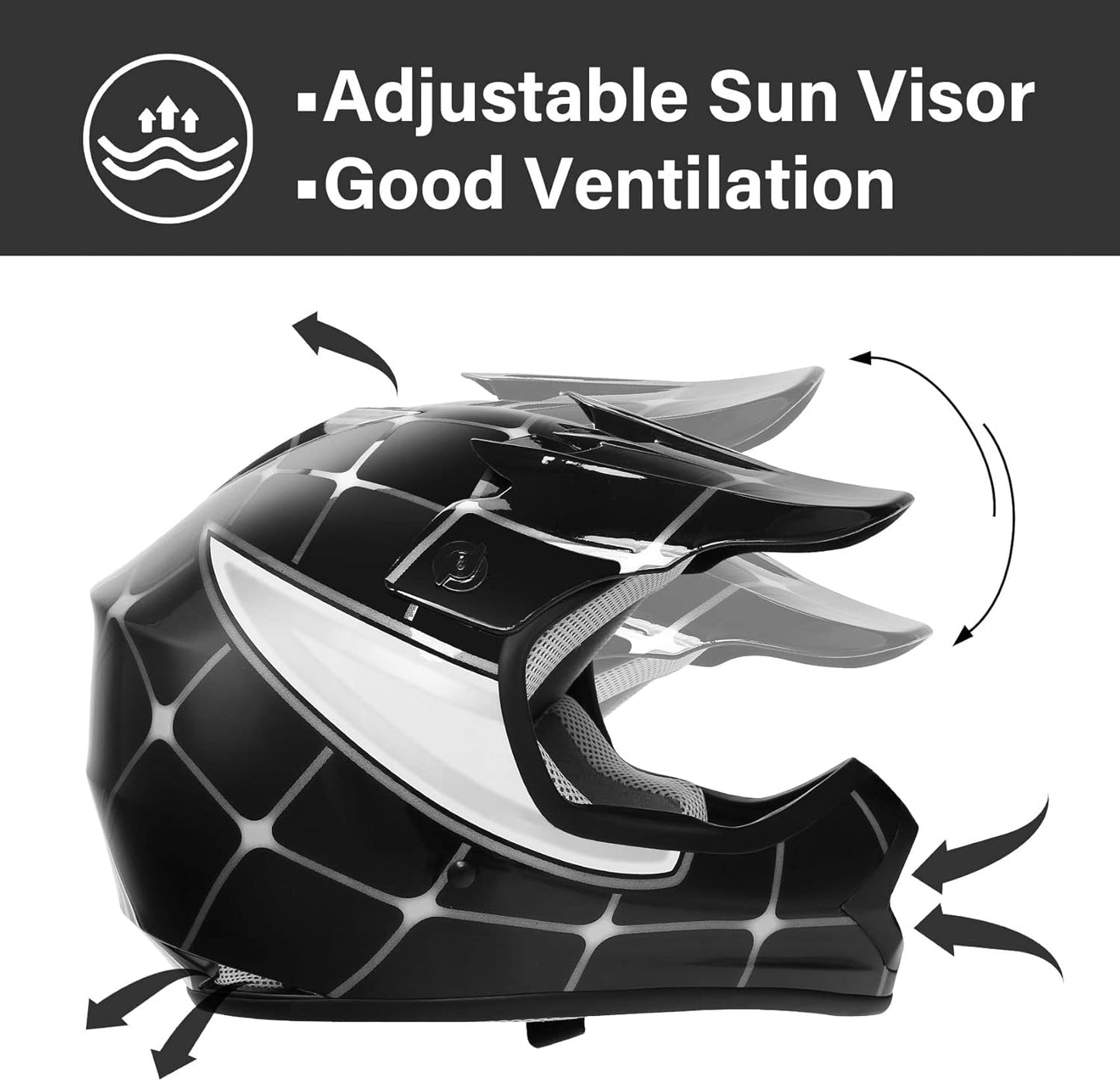 TCMT Dot Youth & Kids Motorcycle Off-Road Helmet Full Face Motocross Street Dirt Bike Mountain Bike BMX MX ATV Helmet+Goggles+Gloves New