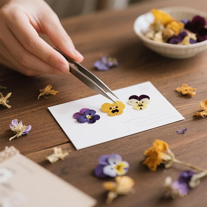 60Pcs Dried Pressed Pansies Flowers for Cake Decorating, Purple Real Dry Flower for Resin Art Crafts Jewelry Decorations