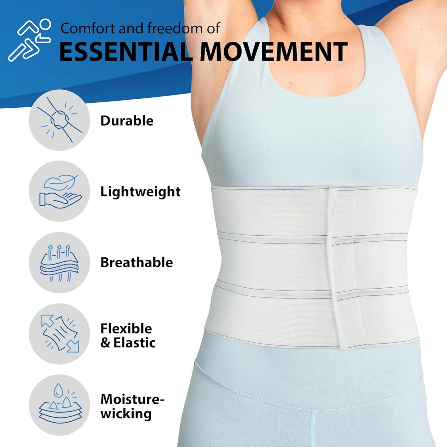 ORTONYX 9" Abdominal Binder for Men & Women, Postpartum Post-operative Post-surgery Compression Band, Umbilical Hernia Belt