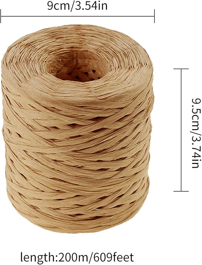 Creatrill 218 Yards Raffia Paper Craft Ribbon Packing Paper Twine, 1/4 Inch by 218 Yards (Kraft)