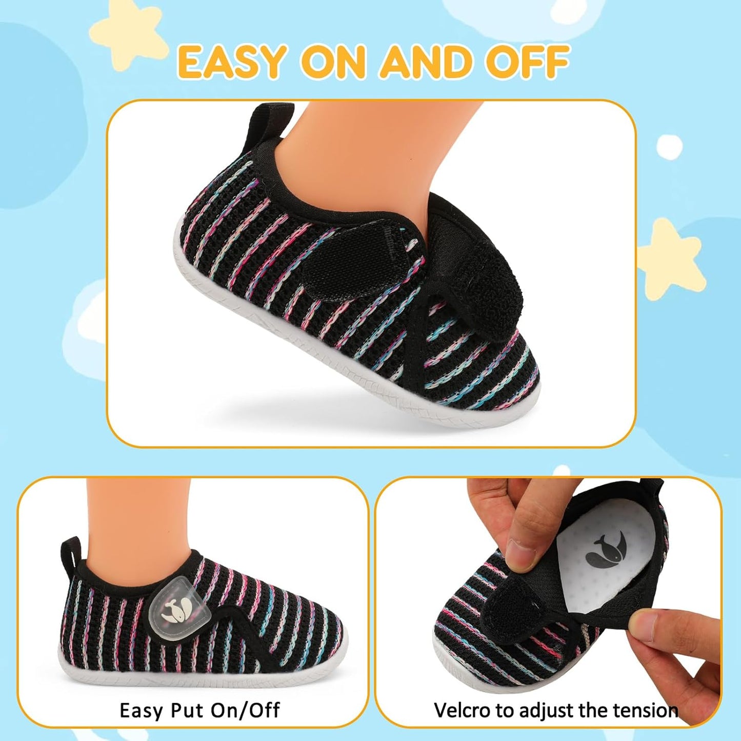 FEETCITY Toddler Walking Shoes Slip On Toddler Shoes Boys Girls Kids Sports Sneakers Casual School Shoes Barefoot Shoes