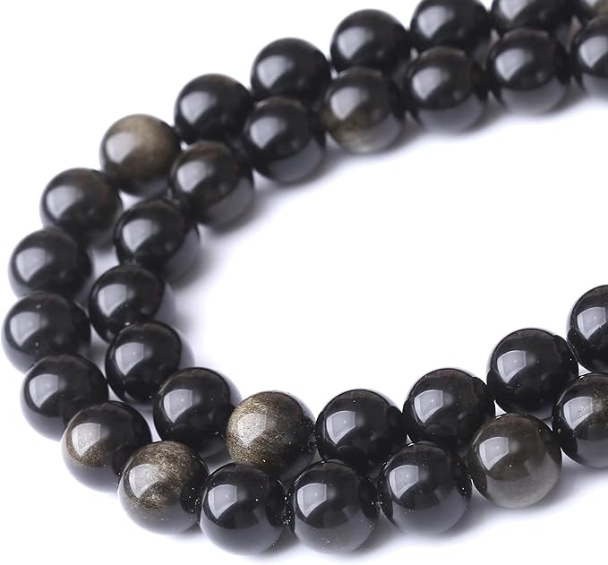 Gold Obsidian Stone Beads for Jewelry Making DIY Craft Gemstone Beads Kit (4mm, 88pcs) Cosmic Crystal Pebbles for Bracelets, Necklaces, Home Decor