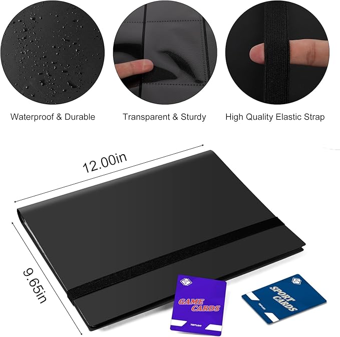 9 Pocket Trading Card Binder,360 Card Binder Album Folder Book Fit for MTG Baseball Football Sports Cards, Easy to Use Card Collection Binder