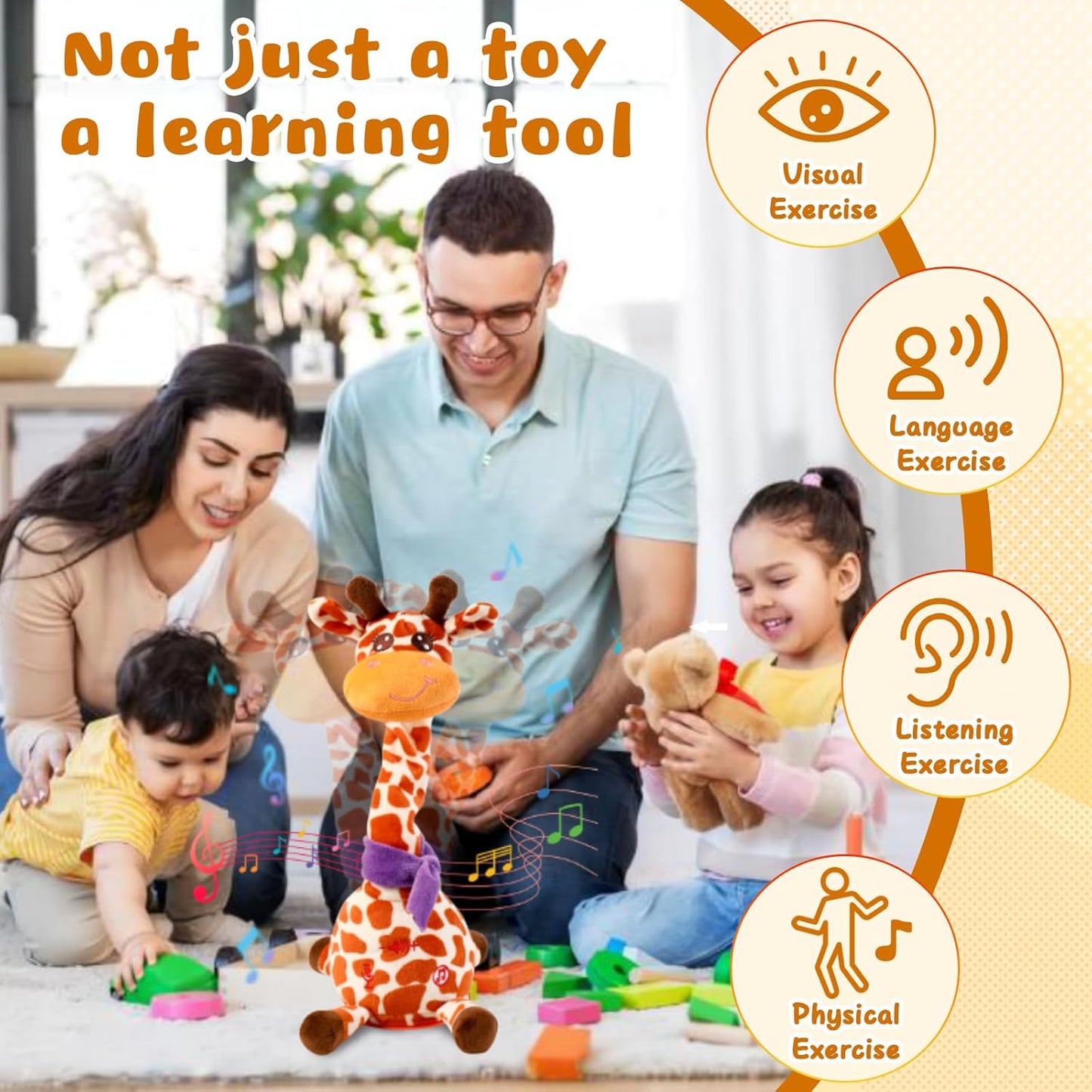 Dancing Giraffe Musical Toys Recording and Repeating Plush Baby Toys 6 to 12 Months Toys, Singing Talking Giraffe Baby Developmental Toy,Valentines Day Decor/Gift for Friend