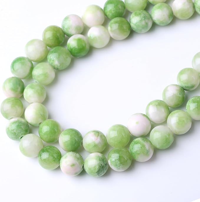 Green Persian Jade Stone Beads Gemstone Round Crystal Energy Jade Beads Stone Beads for Jewelry Making DIY Bracelet Necklace Jewelry Making 1 Strand 15.5inch 45PCS 8MM