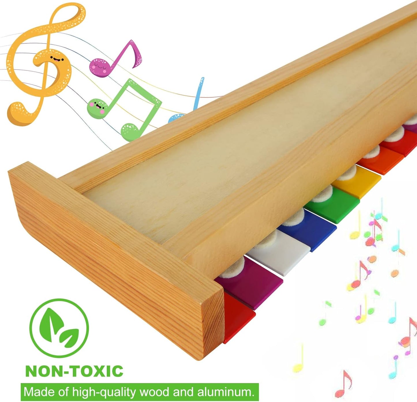 15 Tone Xylophone Glockenspiel Colorful Wooden Xylophone Xilofono Instrument with 2 Mallets for Beginner