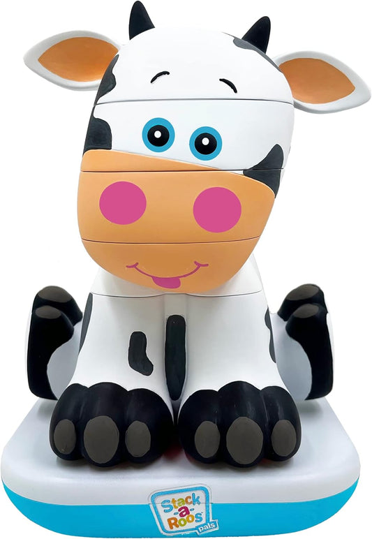 Stack-a-Roos Baby Cow by Salus Brands - Animal Stacking Toy, Educational Early Learning Toy for Infants Babies Toddlers, Age 12+ Months - Great Baby Gifts