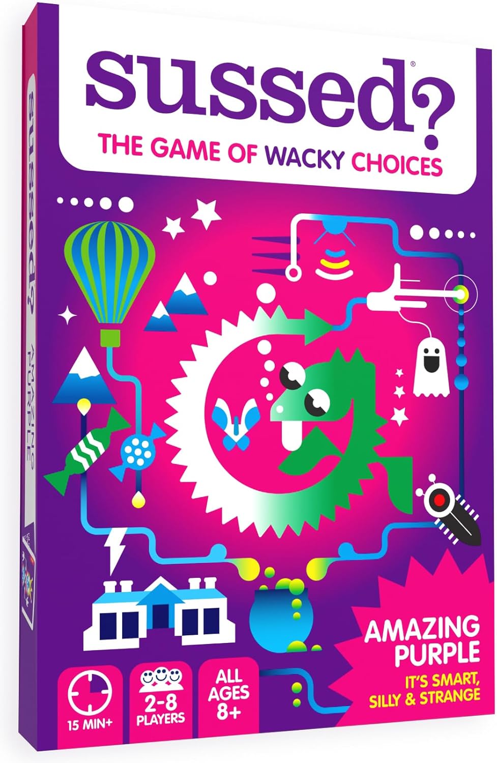 SUSSED Wacky ‘What Would You Do’ Card Game - Fun & Easy Travel Game for Girls, Boys & Tweens - Builds Kids’ Social Skills & Confidence - Purple Pack: Dragons, Space & Magic