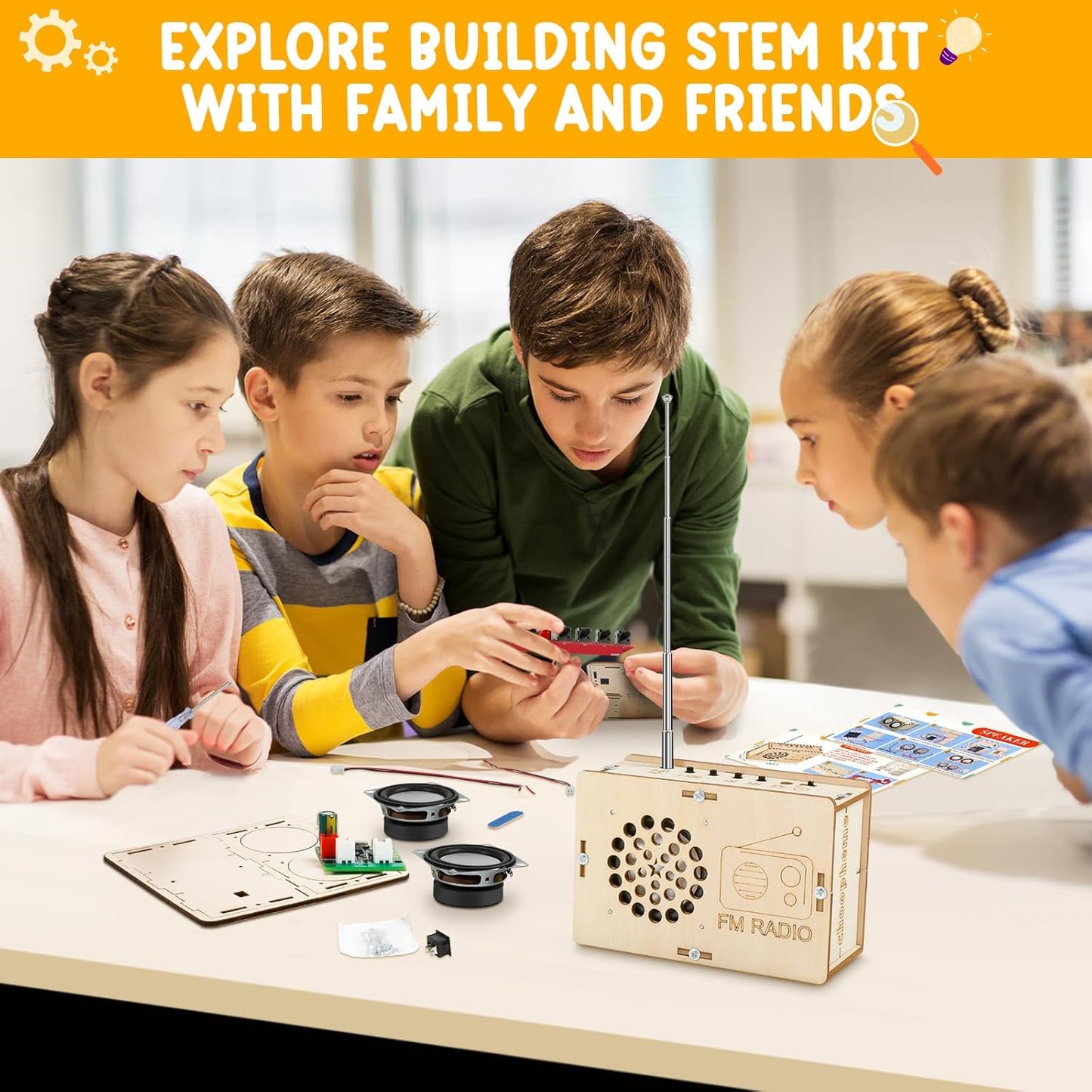Stem Projects Toys for Boys age 8-12 12-14 Science Kit Building Own Bluetooth Speaker & FM Radio DIY Electronics Kit Science Experiments Kid 9-12 Boy Toys Birthday Gift 8 9 10 11 13 Year Old Teen Girl
