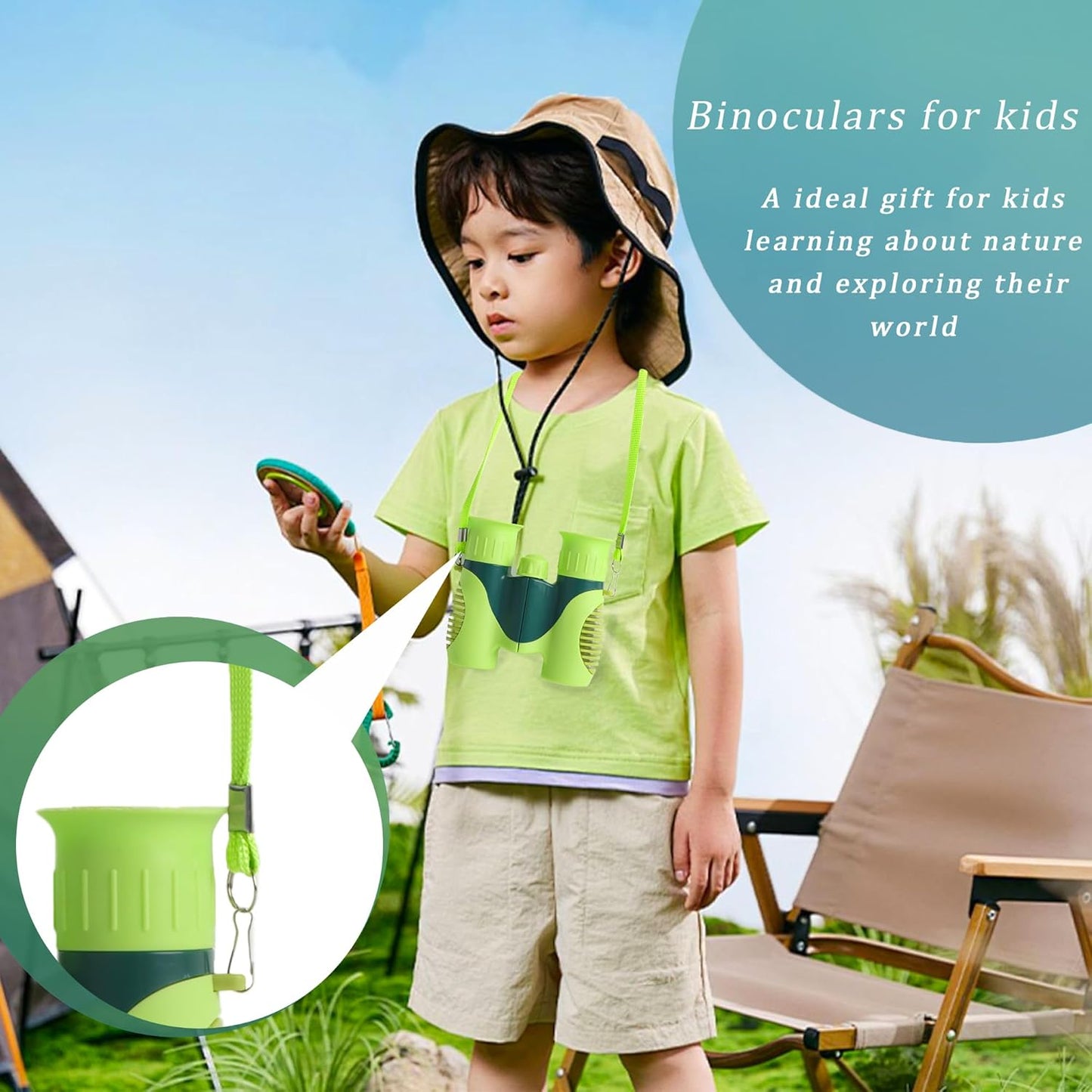 Scotamalone Binoculars for Kids Shockproof Toys Gifts for Age 3-12 Years Old Boys Girls Bird Watching Outside Play Hiking Camping Educational Learning